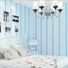 Prägeartige Kinderschlafzimmer-Tapete, Vinylblaue und weiße gestreifte Tapete